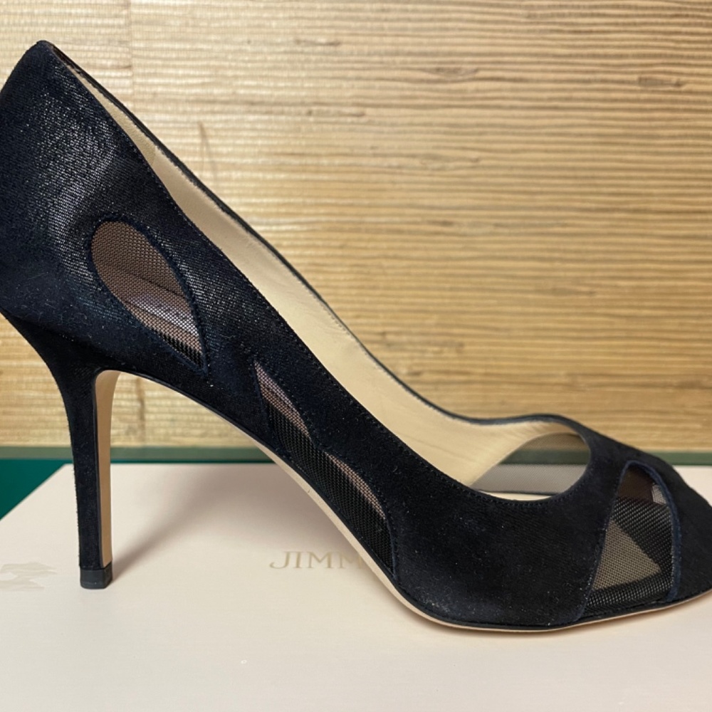 Jimmy Choo Wetlook Suede/Mesh Black - Picture 6 of 13